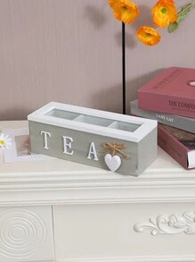 1pc Wooden Coffee & Tea Bag Storage Box With Modular Compartments - Multicolor - View 2