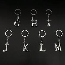 1 件創意大寫英文字母鑰匙扣,時尚鑰匙圈,帶有個人化名字首字母吊墜 - 銀色 - 查看 3