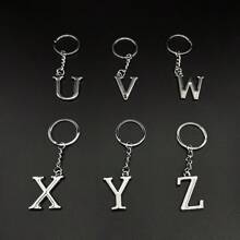 1 件創意大寫英文字母鑰匙扣,時尚鑰匙圈,帶有個人化名字首字母吊墜 - 銀色 - 查看 6