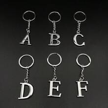 1 件創意大寫英文字母鑰匙扣,時尚鑰匙圈,帶有個人化名字首字母吊墜 - 銀色 - 查看 2