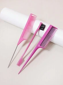 3入組梳子套裝,包含邊刷梳、美髮梳、雙面梳、三層 Teasing 梳、耐用的老鼠尾梳。適用於女性、女孩、兒童和理髮師。 - 玫紅色 - 查看 4