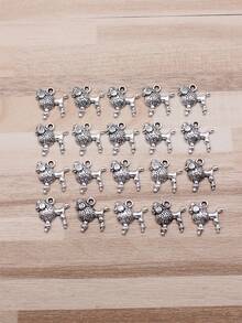 20 件/袋 14x14 毫米(0.55x0.55 英寸)古董銀色貴賓犬小狗吊墜適合 Diy 珠寶製作 - 古銀色-20pcs - 查看 1