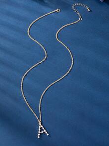 1入組簡約溫柔的假珍珠M字母吊墜項鍊，適用於女性的日常配戴 - M - 查看 5