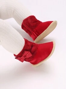 New Arrival Autumn Winter Warm & Comfortable Bowknot Infant Girl Boots In British Style, For 0-1 Year Old - Red - View 8