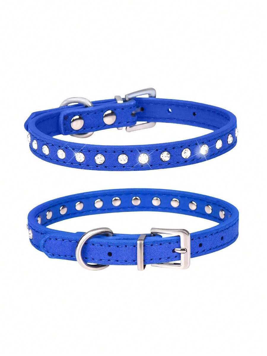 1 Miếng chất liệu da PU & Pha lê Cái vòng Pet - Màu xanh lam - Xem 1