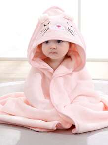 Coral Fleece Cute Cartoon Animal Hooded Bath Towel, Soft Absorbent Quick-Dry Bathrobe Cloak For Newborns, Toddlers, Infants, For Swimming And Bathing, 1pc