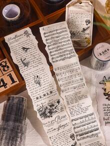 1pc Artistic Font Black Transparent Pet Tape, Classical Music Series, For Diy Scrapbook, Journal, Album, Notebook Collage - Black - View 7