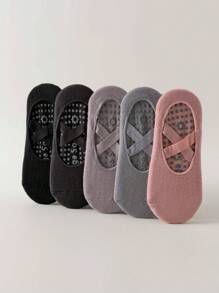 Sports Outdoor 5 Pairs ,Yoga Socks For Women Non-Slip Grips & Straps, Ideal For Pilates, Pure Barre, Ballet, Dance, Barefoot Workout