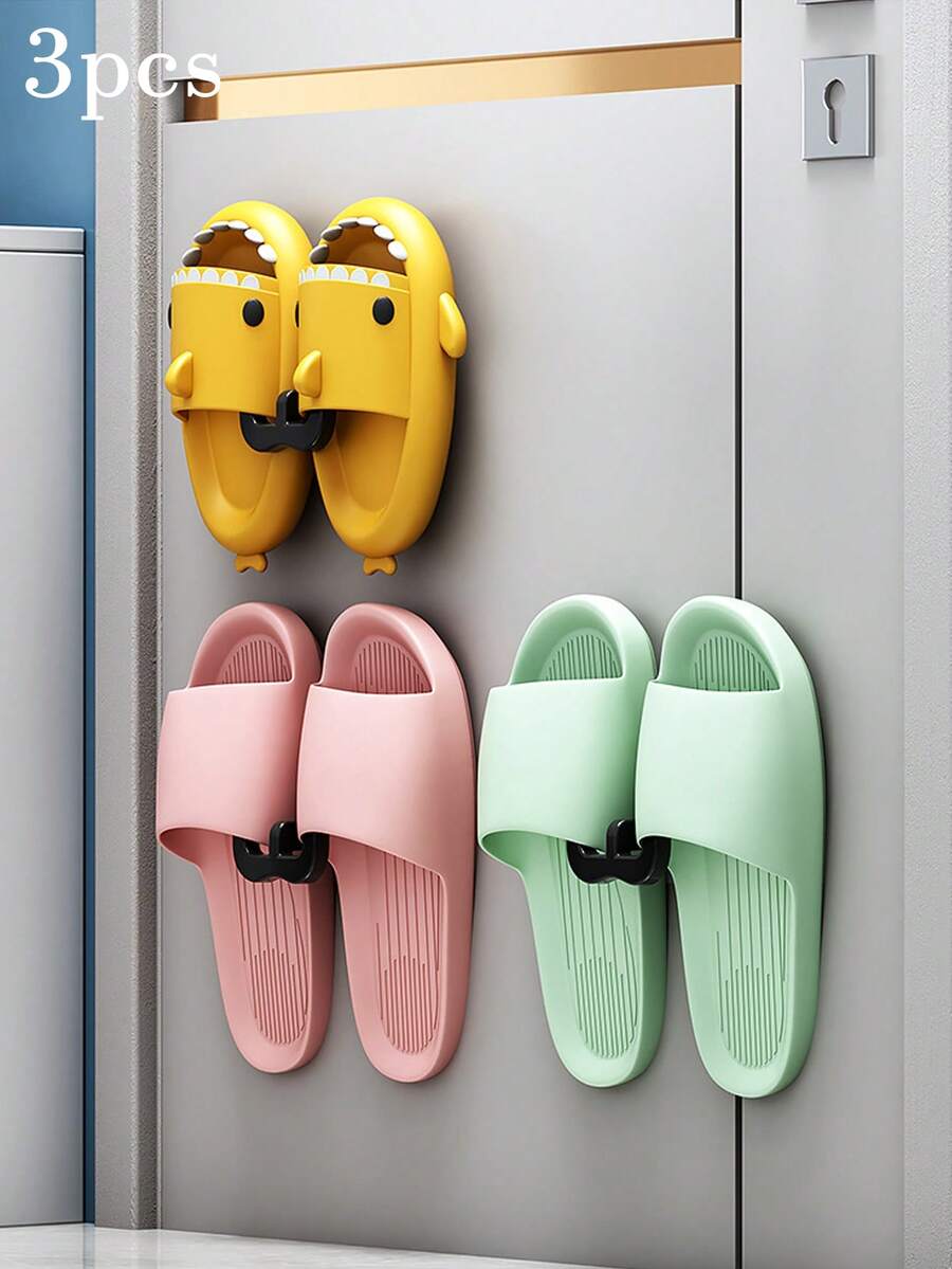 3 件裝壁掛式拖鞋架,多功能鞋架,壁掛式免鑽孔,自黏式可折疊鞋架,適用於門、櫥櫃、浴室、廚房