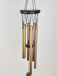 1入組帶有6根古銅鋁管的木製和金屬風鈴,設計為舒緩音樂風鈴,適用於室內/室外居家牆壁、客廳、臥室、花園、陽台裝飾禮品