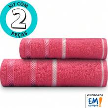 Jogo De Toalhas 2 Peças - Banho + Rosto Marcotex 100% Algodão - Pink - Visão 2