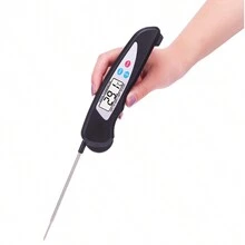 1入組電池式數字顯示可折疊防塵探頭,適用於bbq牛奶、廚房烤食品、油溫、bbq肉類食物、水溫測量儀 - 黑色 - 查看 3
