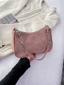 Túi cầm tay đeo vai họa tiết cá nhân Frosted, mẫu mới Túi vuông nhỏ đeo vai và đeo chéo đơn giản - Hồng - Xem 7