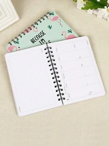 1pc Creative Cartoon Flamingo B6 Spiral Planner Notebook - Multicolor - View 6