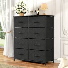 Sweetcrispy Tall Dresser With 8 Fabric Drawers Organizer Units, Chest Of Drawers For Bedroom With Wooden Top - 黑色 - 查看 2
