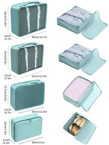 7pcs Slogan Graphic Travel Storage Bag Clothes Storage Clothes Organizer Travel Bag Set Travel Organizer Set For Travel College Dorm School Vacation Holiday Suitcase Luggage Back to School Travel Essentials Travel Accessories Dorm Essentials - Baby Blue - View 3