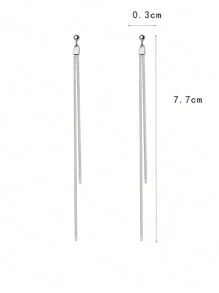 1pair Silver Tassel Drop Earrings - Silver - View 4