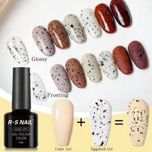 Rs Nail 鵪鶉蛋殼凝膠指甲油,半永久性鵪鶉蛋殼效果光療琉璃漆浸泡式uv凝膠指甲藝術美甲霜,如鵪鶉蛋殼效果的斑點指甲油頂層膜,透明7.5毫升 - 黑與白 - 查看 4
