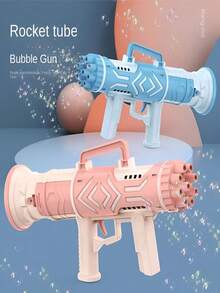 9-hole Gatling Bubble Gun Electric Kids Toy Blower With Handheld Rocket Launcher, Battery Operated - Blue - View 2