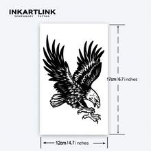 INKARTLINK 1入組17*12cm鷹形草本汁暫時性紋身貼紙,神奇紋身,持久1-2週,in-e607 - 黑色 - 查看 4