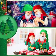 2入組小矮人帽子小矮人服裝帽聖誕有趣童話服裝派對帽子成人和兒童均適用 - 紅色+綠色 - 查看 11