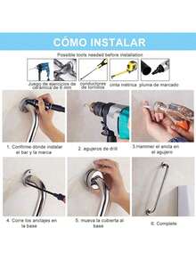 Barra De Seguridad Baño Pasamanos Acero Inox Wc 50cm - Plateado - Ver 10