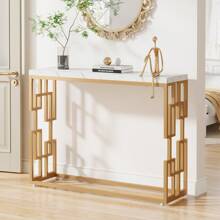 Tribesigns Gold Console Table, Modern 42.5" Sofa Tables Entryway Hallway Foyer Table, White Faux Marble Tabletop Sofa Table Behind Couch With Gold Metal Legs For Living Room, Easy Assembly - White - View 1