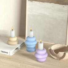 1入組水晶膠北歐風格多層圓形蠟燭台diy水泥或石膏裝飾模具,易於清洗和脫模 - 白色 - 查看 5