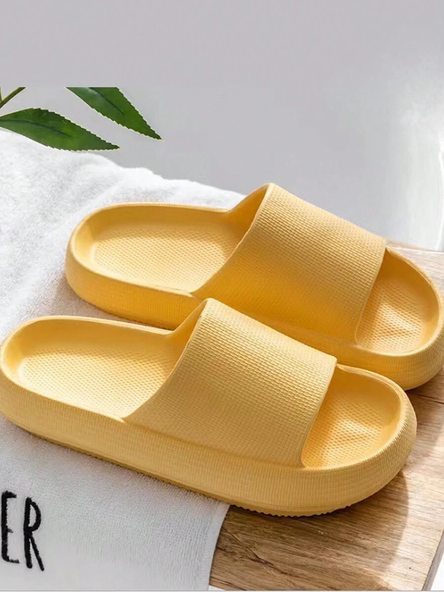 1pair Yellow Four Season Slippers - Yellow - View 1