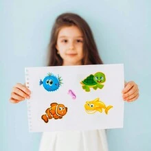 6 張/包水母海洋塗鴉貼紙,卡通手工 Diy 拼圖貼紙,完美的聖誕禮物
