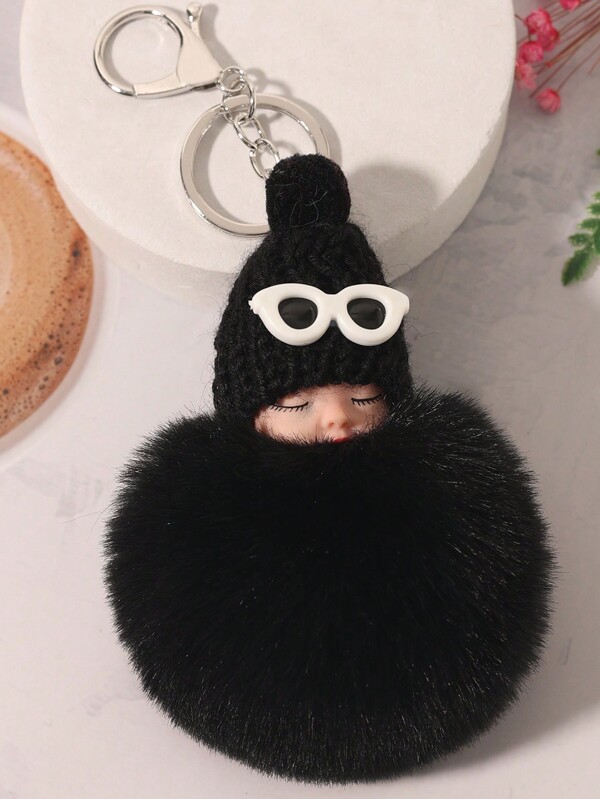 1pc Plush Sleeping Baby Keychain Pendant Car Accessories Bag Charm School