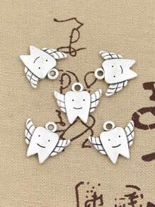 hroryn 12入組古銀色齒仙牙齒吊墜,diy手工藝品製作,珠寶鑲嵌材料 - 復古銀色 - 查看 1