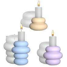 1入組水晶膠北歐風格多層圓形蠟燭台diy水泥或石膏裝飾模具,易於清洗和脫模 - 白色 - 查看 2