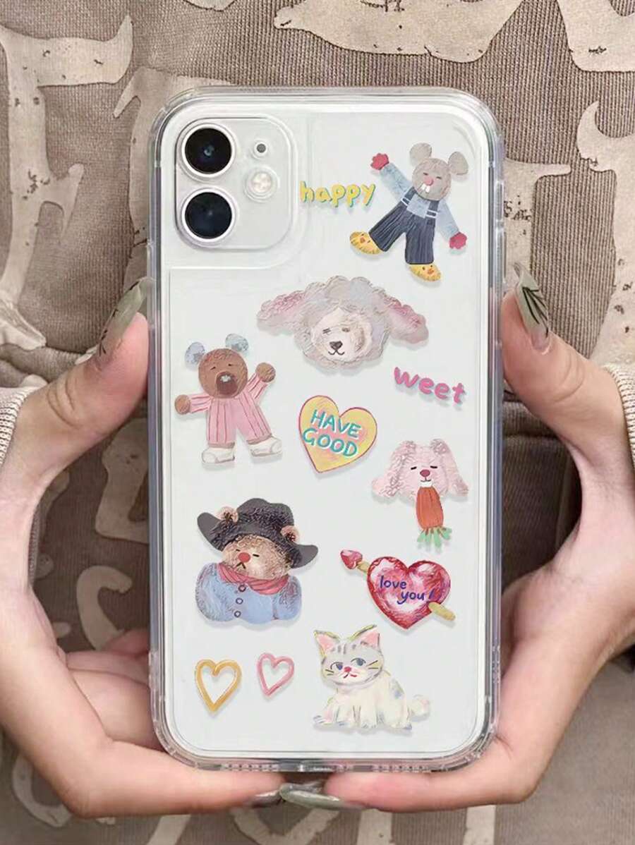 1入組透明手機殼,具有個性化小圖案,適用於iphone - 彩色 - 查看 1