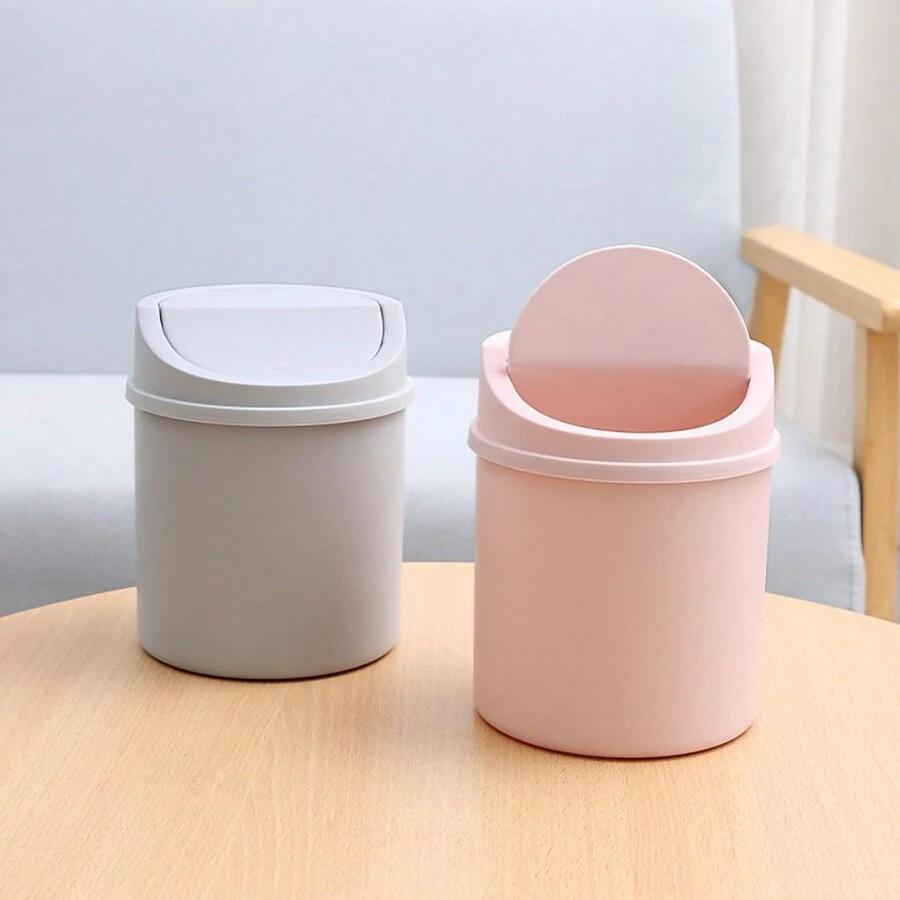 1 Miếng Bàn Hộp đựng Thùng rác Với Nắp , Cho máy tính để bàn Làm sạch Và Lưu trữ - Hồng - Xem 1