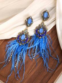 1pair Genuine Gold-plated Metal Geometric Earrings - Multicolor - View 2