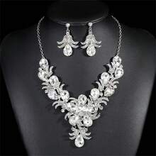 3pcs/set Exaggerated European & American Bridal Wedding Necklace Set - White - View 1