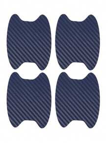 4pcs Blue Carbon Fiber Car Door Handle Protection Stickers - Blue - View 1