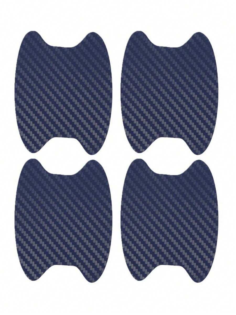 4pcs Blue Carbon Fiber Car Door Handle Protection Stickers - Blue - View 1