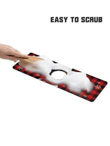 1個多尺寸聖誕節吸水墊,聖誕老人和格子圖案,珪藻土防滑龍頭排水墊,聖誕禮物,浴室/廚房聖誕裝飾