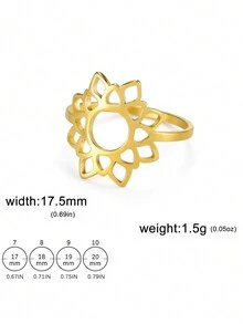 1枚女款精緻不鏽鋼向日葵戒指,時尚簡約指環珠寶,母親節感恩節禮物