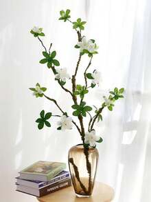 1pc 95cm White Rhododendron Flower, Great For Christmas And Thanksgiving Decorations - White - View 4