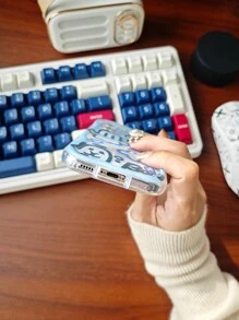 1入組可愛的藍/綠色創意可愛鬼/惡魔白色披風萬聖節怪物INS風格卡通西方模型，透明3D波浪邊緣全包覆防跌落，適用於三星S24/S23/S22/S21/A02/A03/A04/A05/A10S/A20S/A21S/A11/A12/A13/A14/A15/A22/A23/A24/A25/A30/A31/A32/A33/A34/A35/A50/A51/A52/A53/A54/A55/A71/A72/A73/Plus/Ultra/S20FE/FE/S手機殼