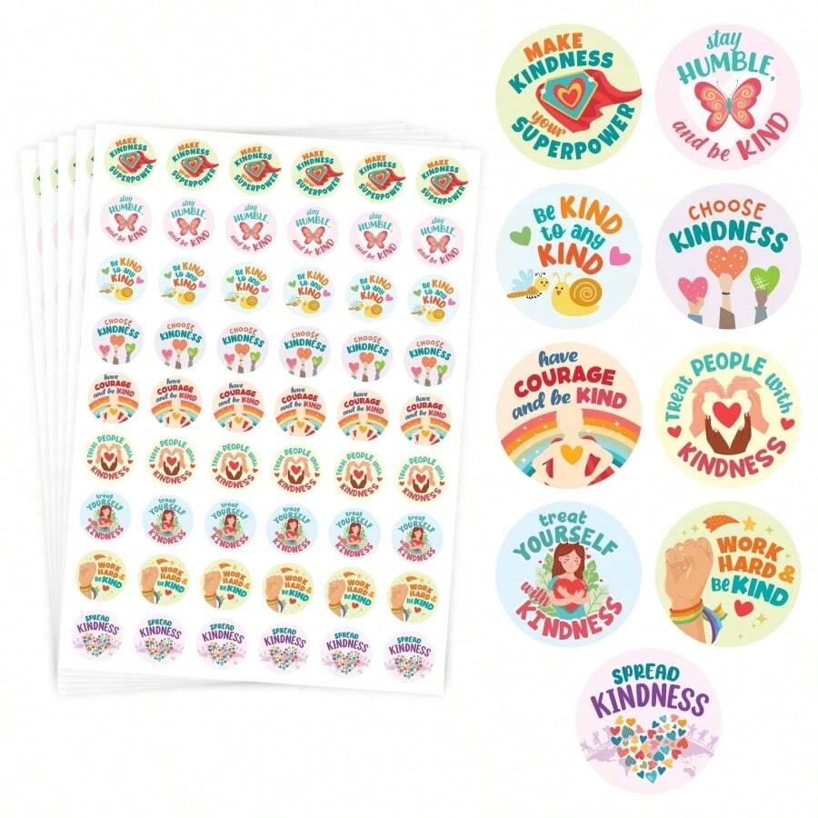 540pcs Kindness Stickers In Bulk - 10 Sheets Of Positive Stickers, Kindness Stickers, Random Acts Of Kindness Stickers In Bulk And Positive Message Stickers - Multicolor - View 1