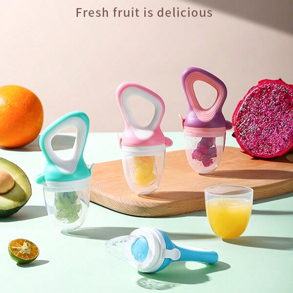 1pc Pink Silicone Baby Fruit & Vegetable Feeding Nipple, Teether For Infants And Toddlers