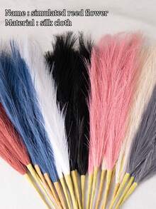 1入組55cm*5叉模擬聚酯植物普維蘆草芒草,適用於簡約風格家居花瓶插花佈置、婚禮派對裝飾填充物 - 粉色 - 查看 9