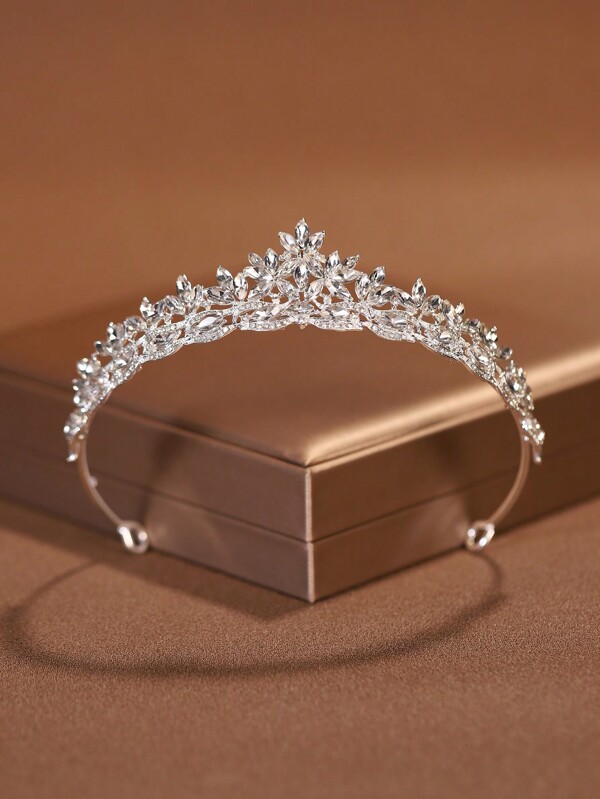 1pc Elegant Metal Wedding Crown, Tiara Headpiece For Women, Suitable For Wedding, Birthday Party (Recommended To Use U-Shaped Clip For Fixing)