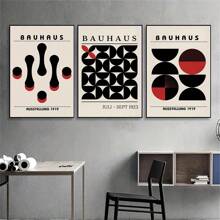 3入組無框包浩斯展覽海報,中世紀現代幾何牆藝術,流行文化油畫,適用於客廳,臥室家居裝飾 - 彩色 - 查看 1