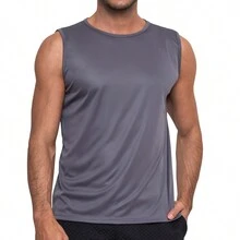 Regata Machão Masculina Dry Fit Camiseta Anti Suor Anti Odor Respirável Proteção UV 50+ Solar Camisa Academia Treino Esporte Fitness Barato Atacado - Cinza - Visão 2