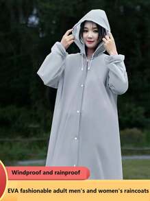 1 件成人時尚長 Eva 防水雨衣,男女通用,旅行,連帽,釣魚,露營,多種顏色可選